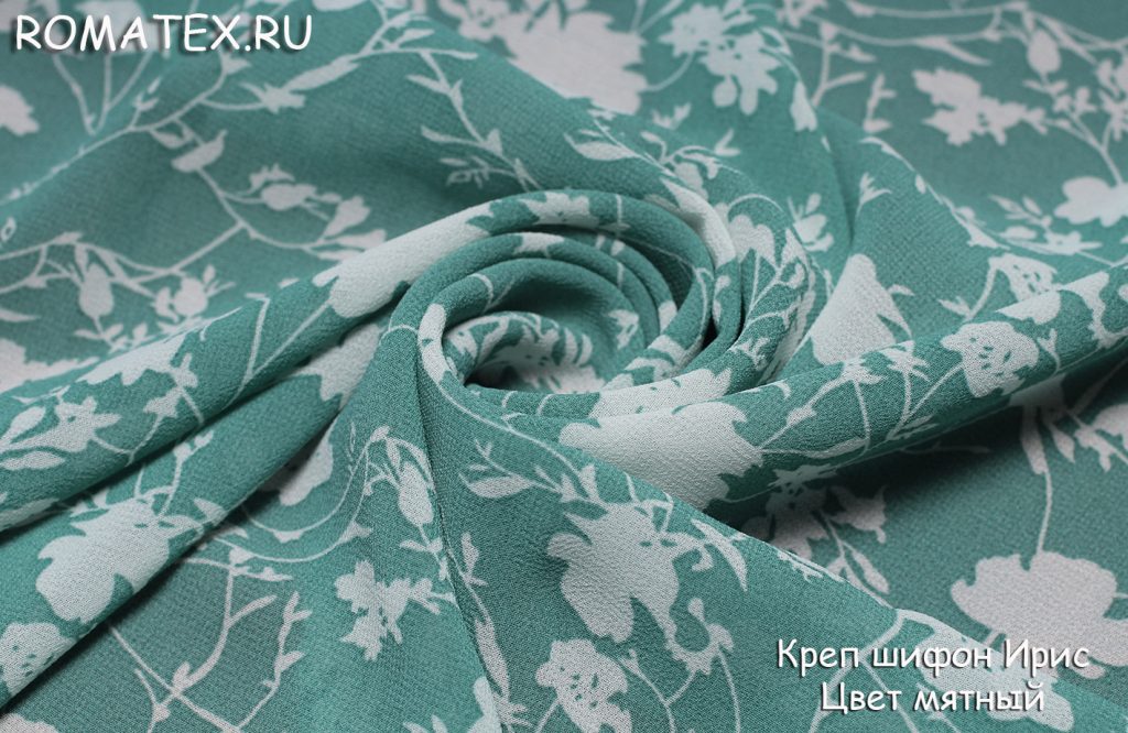 креп шифон ирис цвет мятный креп шифон ирис цвет мятный